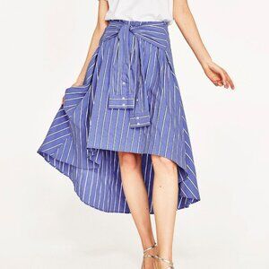 Zara Striped High Low Skirt with Sleeves Tie